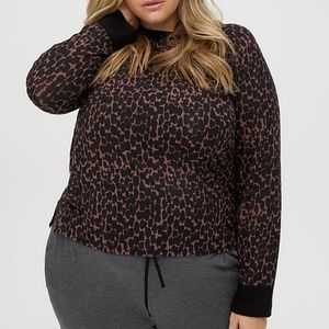 Donna Karan Sleepwear brown and black feline / animal print long sleeve tee NWT